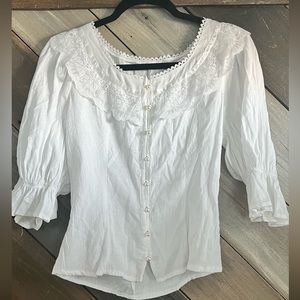 White shirt with lace ren fest or business or date night small